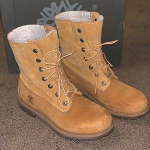 Women Tedy Fleece Wheat Timberland Boots